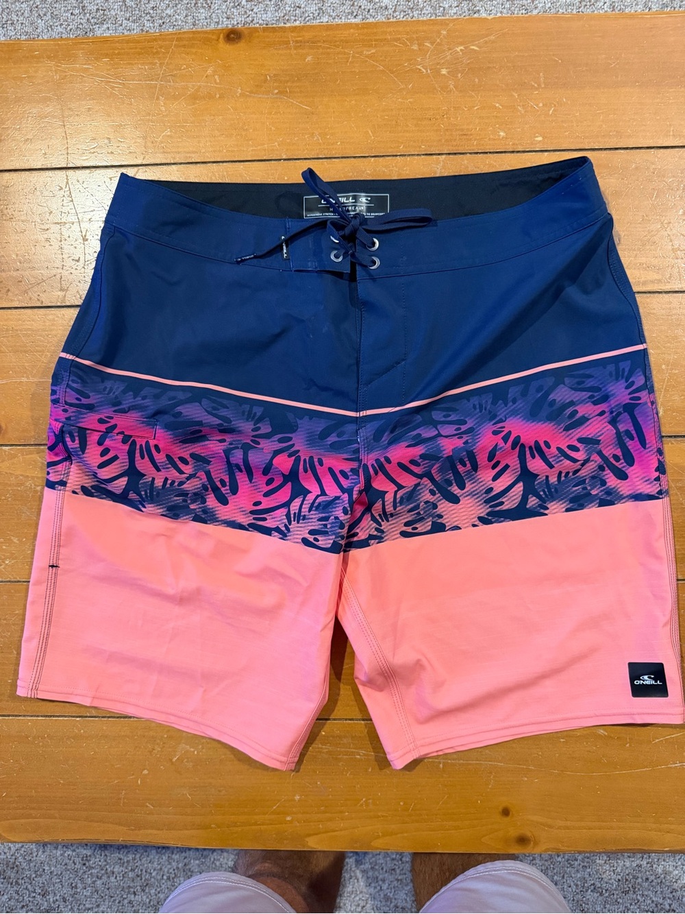 O'Neill Men's Navy, Pink & Purple Floral Stripe Board Shorts